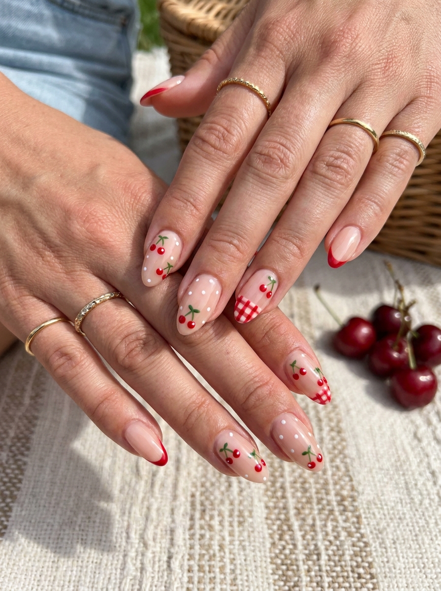 Cherry Picnic Nails